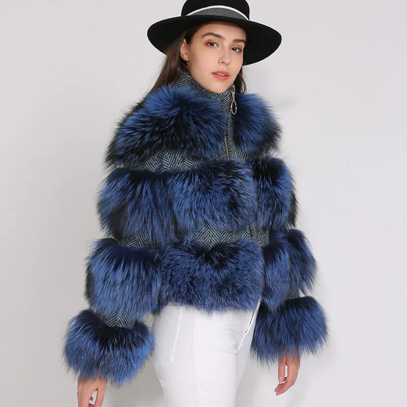 Raccoon Fur Jacket Women Winter Real Fur Coat High Quality Natural Raccoon Fur Overcoat