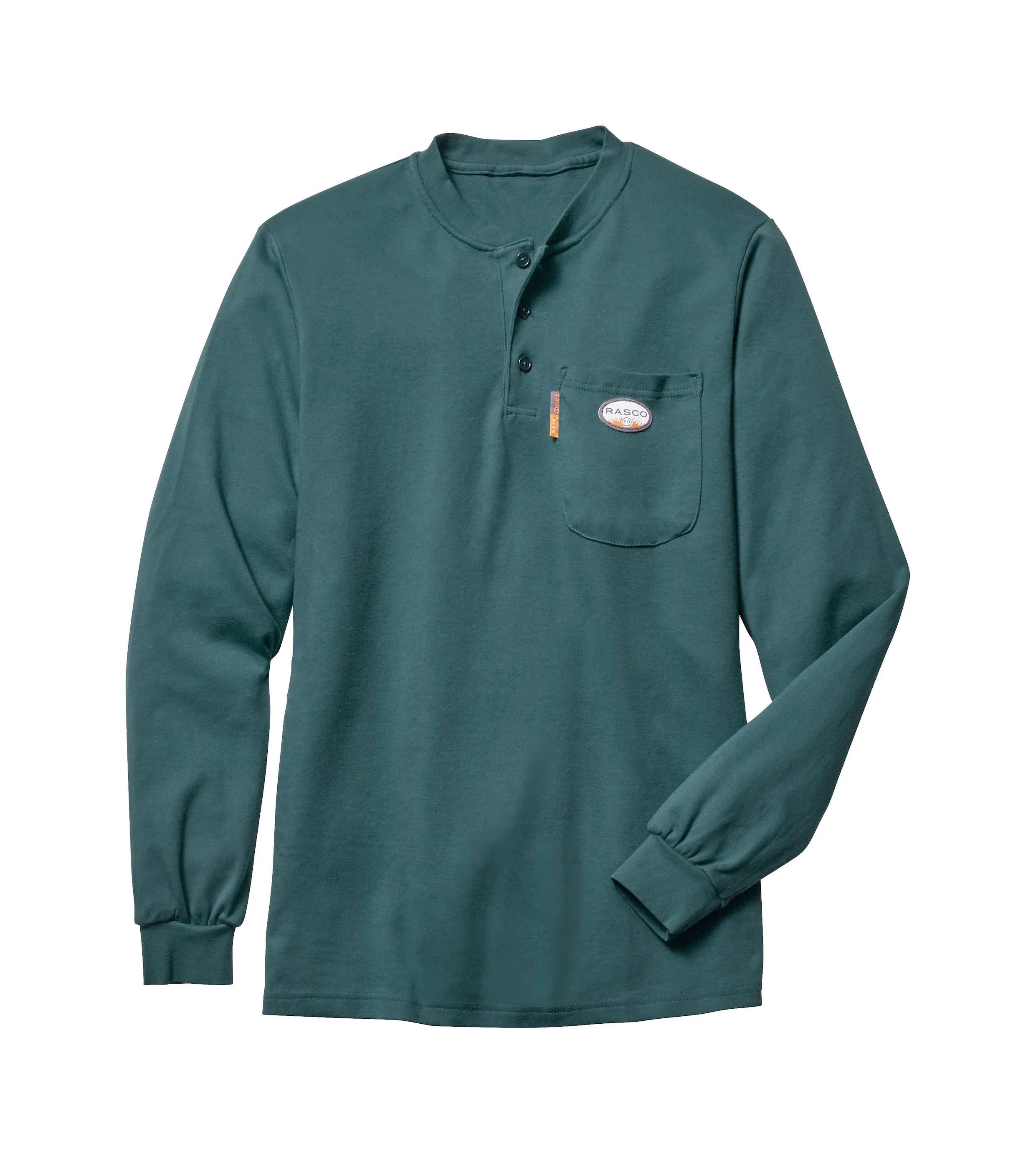 Rasco FR Men's Hunter Green Long Sleeve Henley T-Shirt FR0101GN
