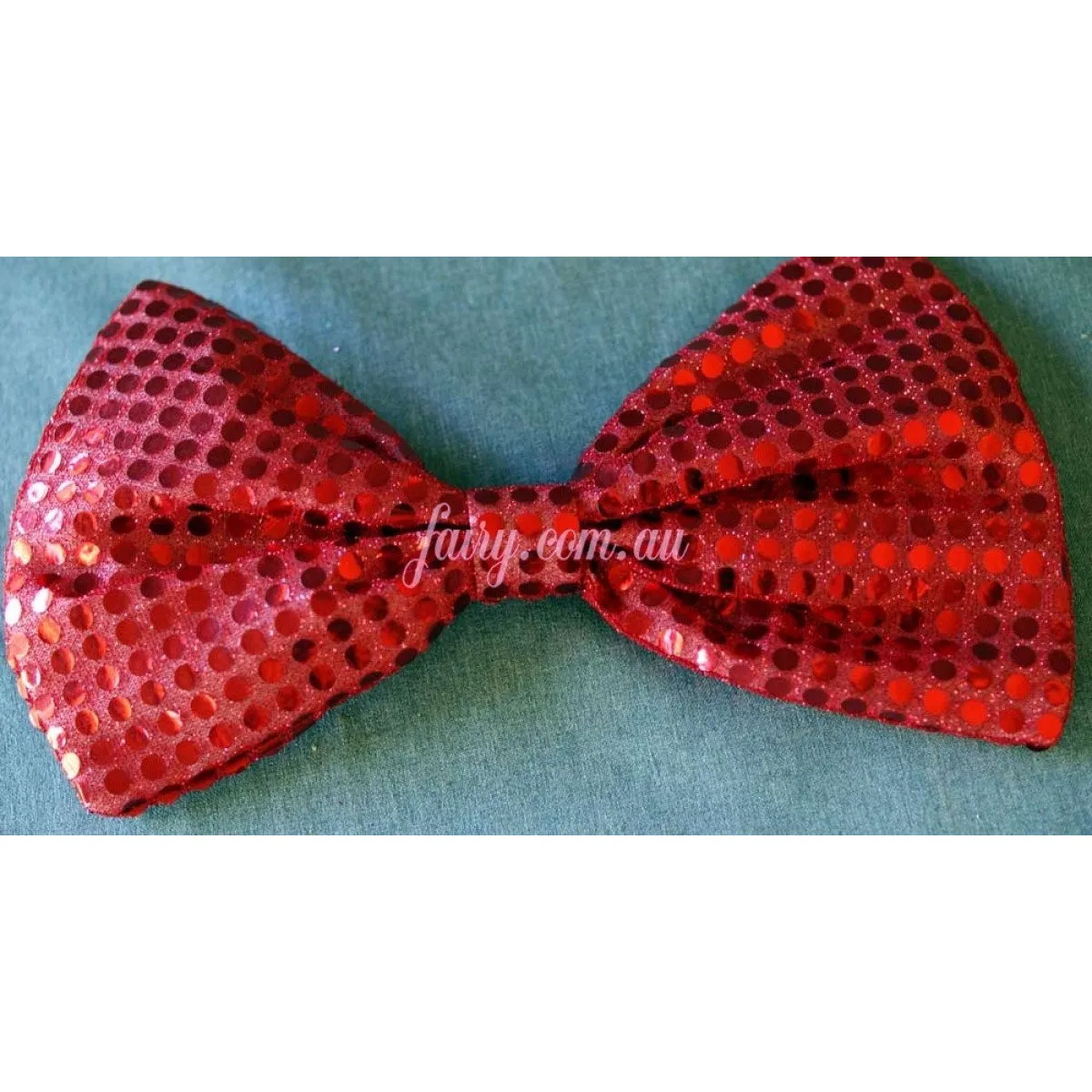 Red Bow Tie, Extra Large Jumbo Circus Clown Sequin Bowtie on Elastic