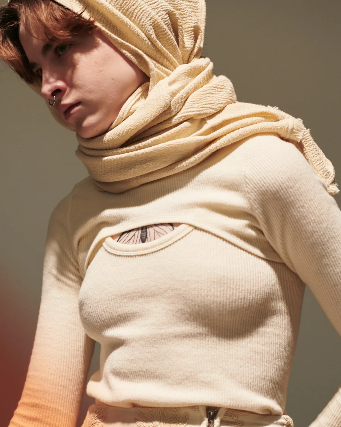 rib layer long sleeve top