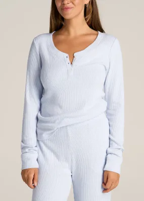 Ribbed Henley Top for Tall Women in Bluebird Mix
