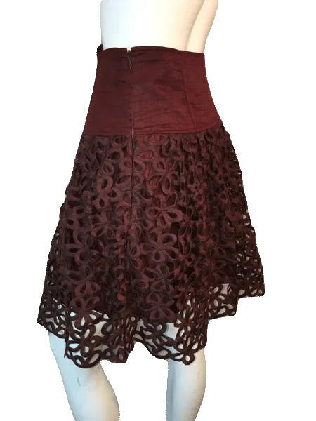 Robert Rodriquez Brown Embroidered Layered Skirt Size 28” SKU 000169