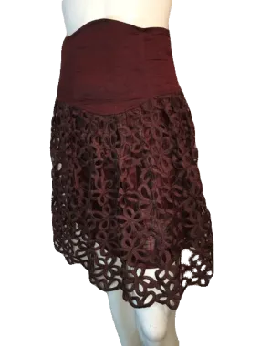 Robert Rodriquez Brown Embroidered Layered Skirt Size 28” SKU 000169