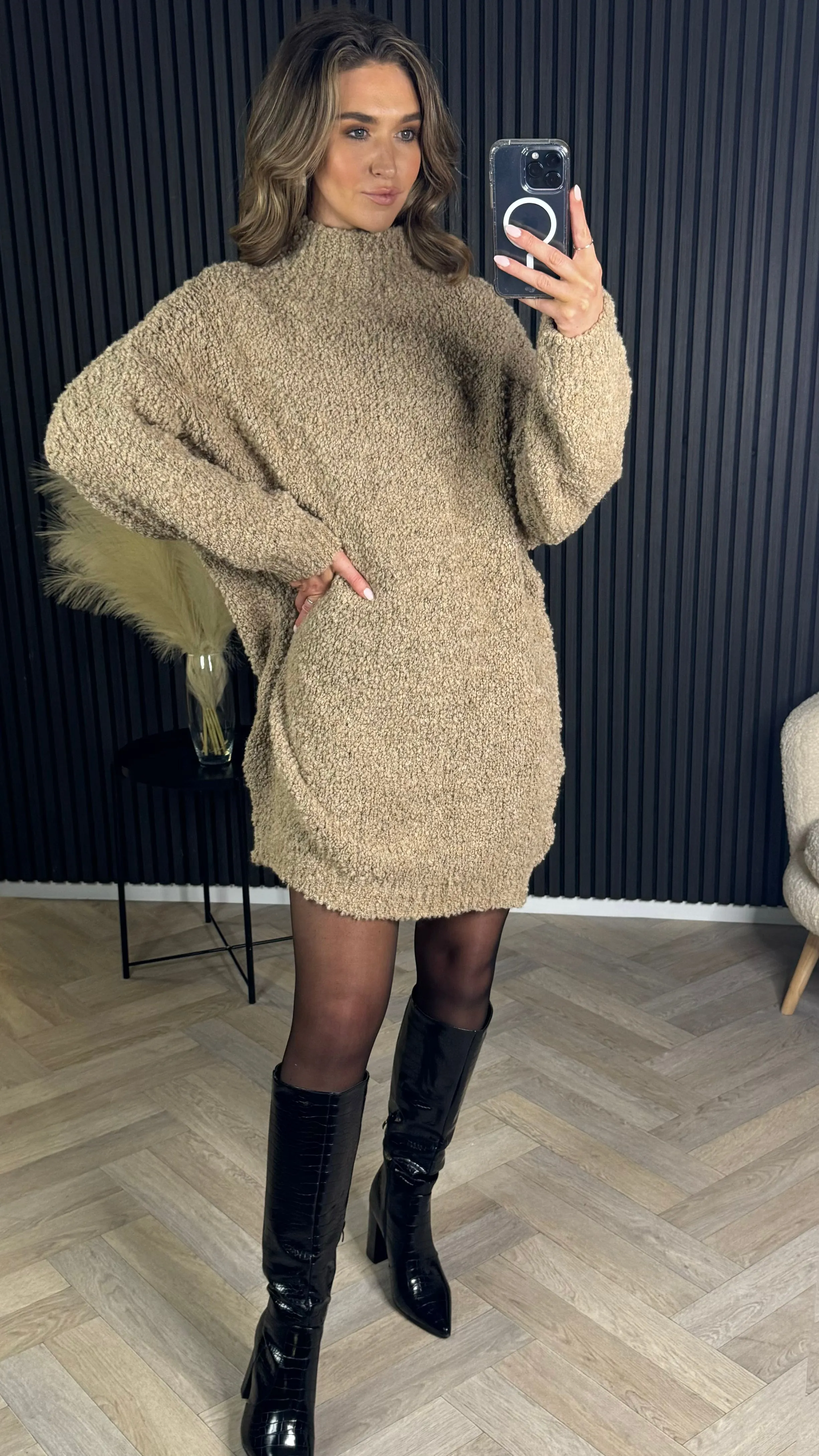Sadie Taupe Chunky Knit Jumper Dress