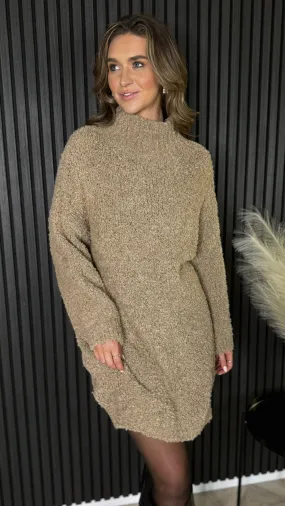 Sadie Taupe Chunky Knit Jumper Dress