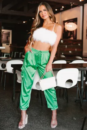 She Stands Out Satin Joggers (Kelly Green)