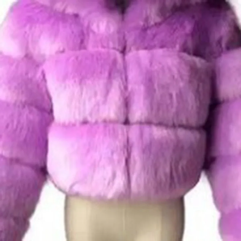 Short Faux Fox Fur Coat Women Elegant Thick Warm Fur Coat For High Quality Fluffy Raccoon Faux Fur Coat