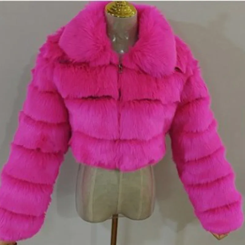 Short Faux Fox Fur Coat Women Elegant Thick Warm Fur Coat For High Quality Fluffy Raccoon Faux Fur Coat