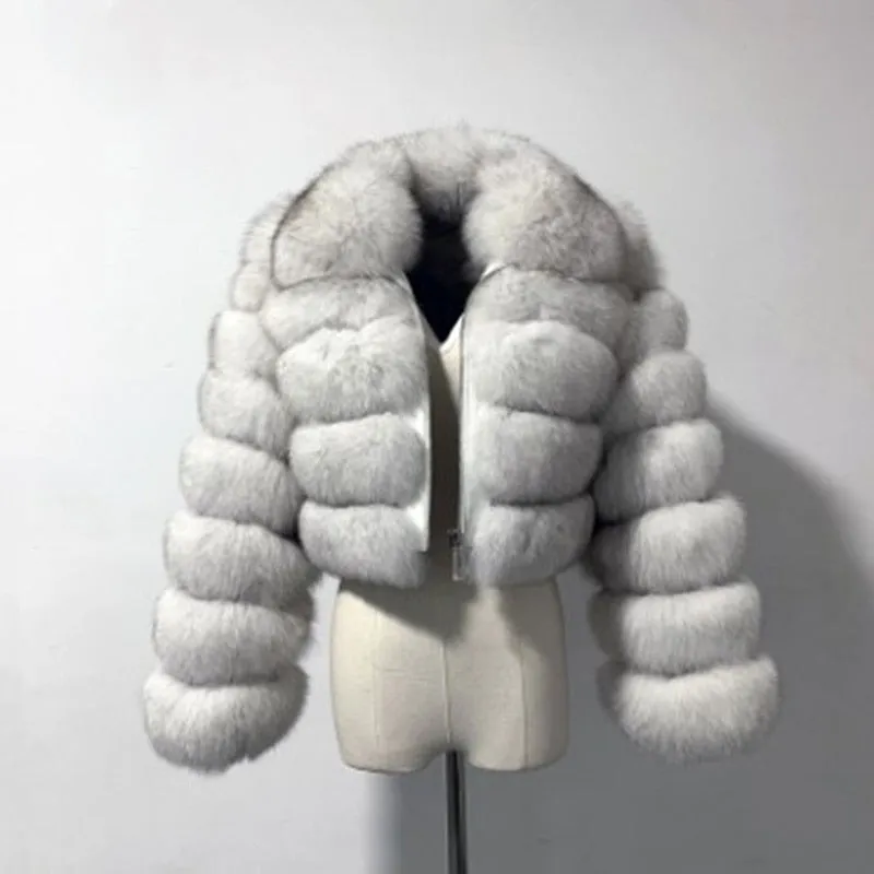 Short Faux Fox Fur Coat Women Elegant Thick Warm Fur Coat For High Quality Fluffy Raccoon Faux Fur Coat