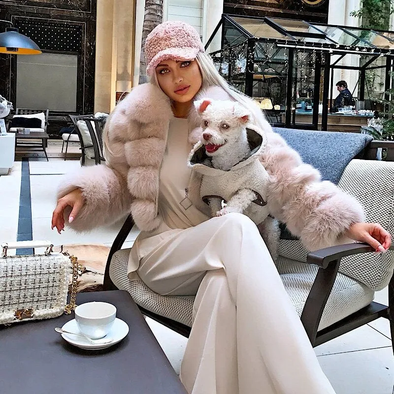 Short Faux Fox Fur Coat Women Elegant Thick Warm Fur Coat For High Quality Fluffy Raccoon Faux Fur Coat