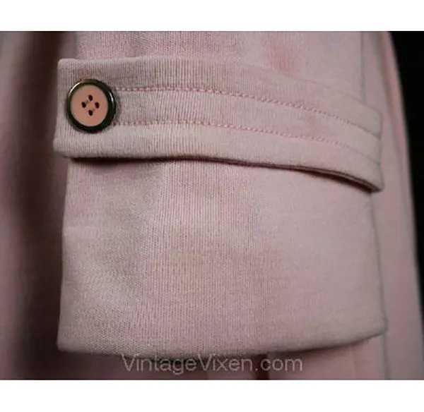 Size 12 Pink Coat - Chic 1960s Large Tailored Coat with Metal Hardware - Sophisticated 60s Deadstock by Count Romi With Tie Belt - Bust 40
