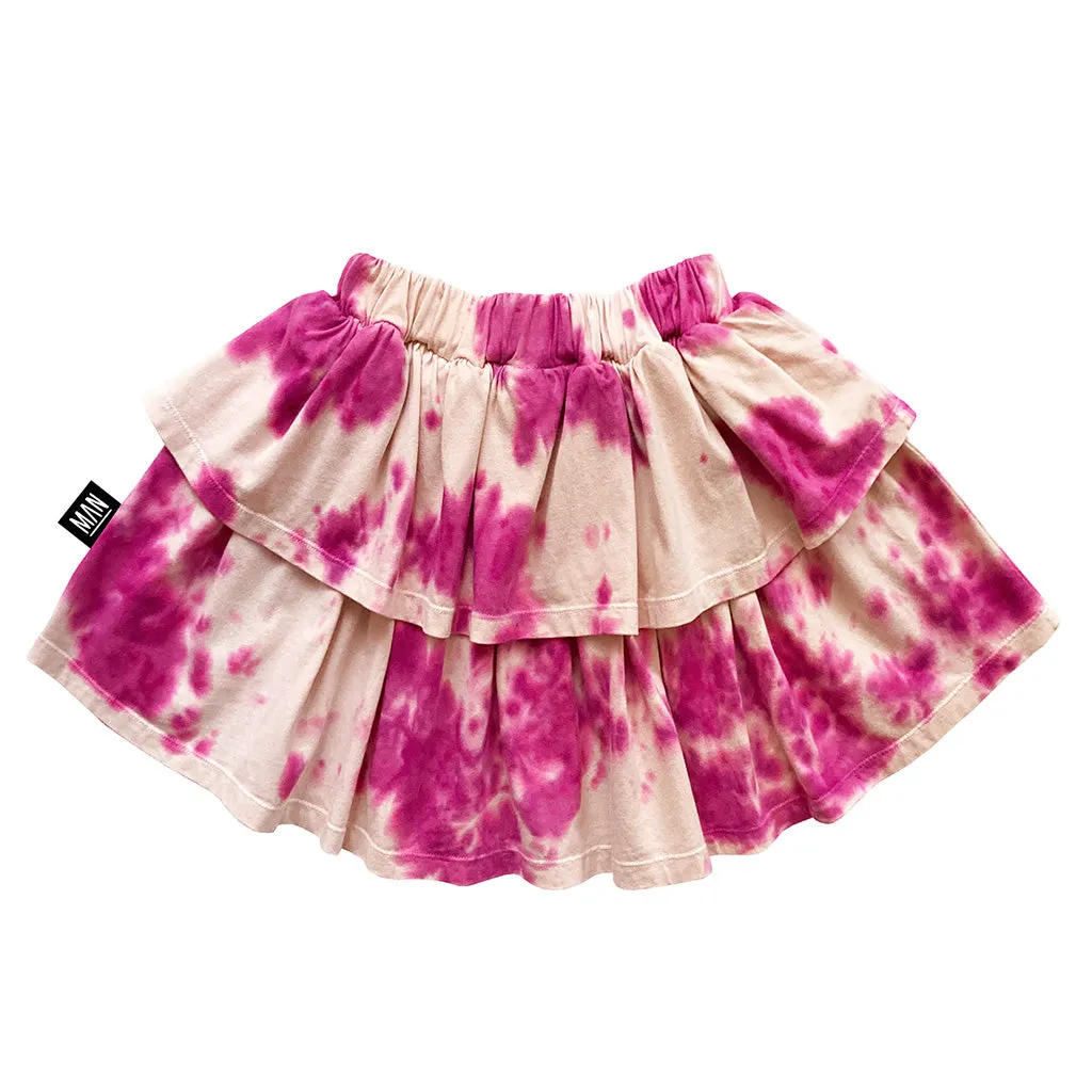 Skirt Layered Tie Dye Shocking Pink