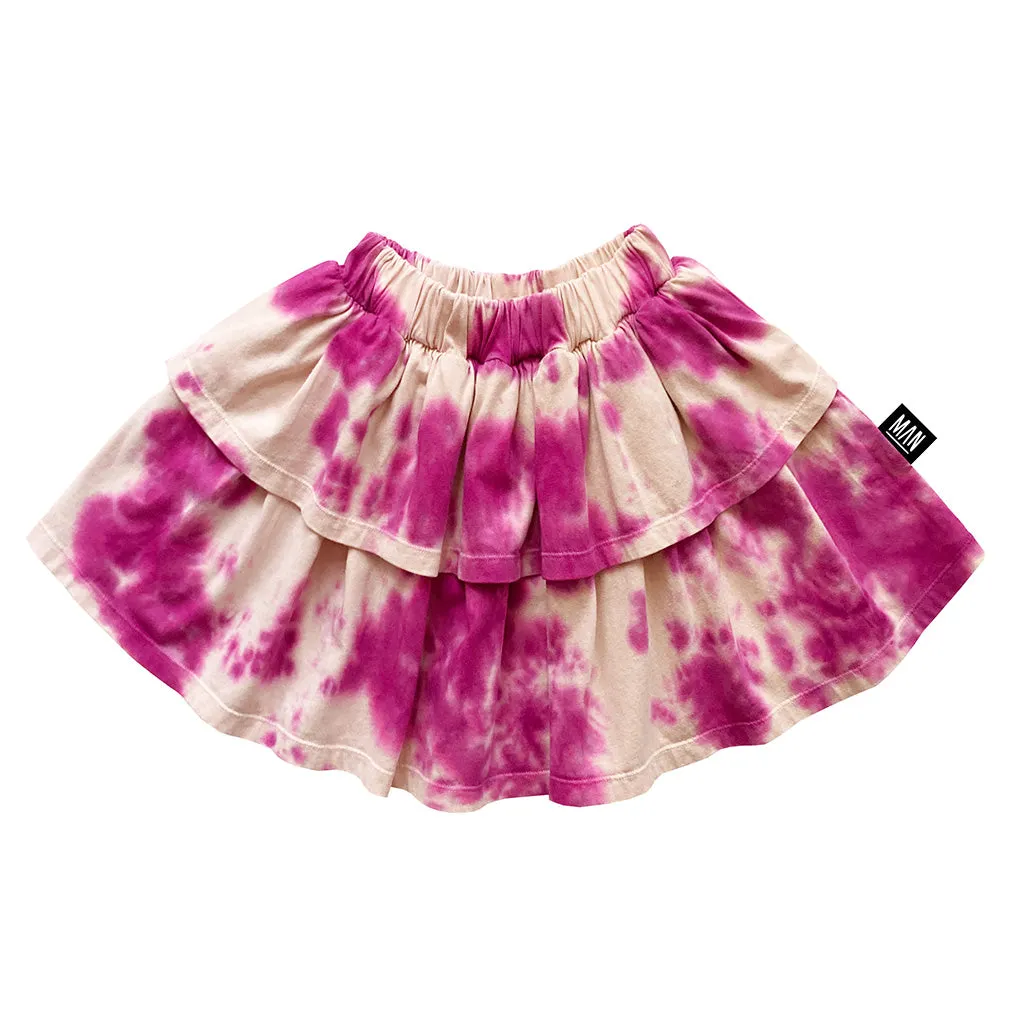 Skirt Layered Tie Dye Shocking Pink