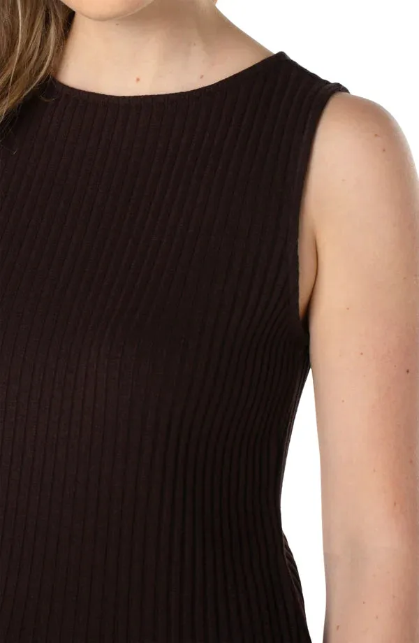 Sleeveless Boat Neck Rib Knit Top
