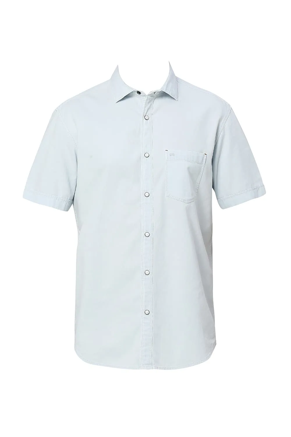 Slim Fit Cotton Indigo Halfsleeves Shirt