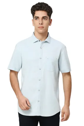 Slim Fit Cotton Indigo Halfsleeves Shirt