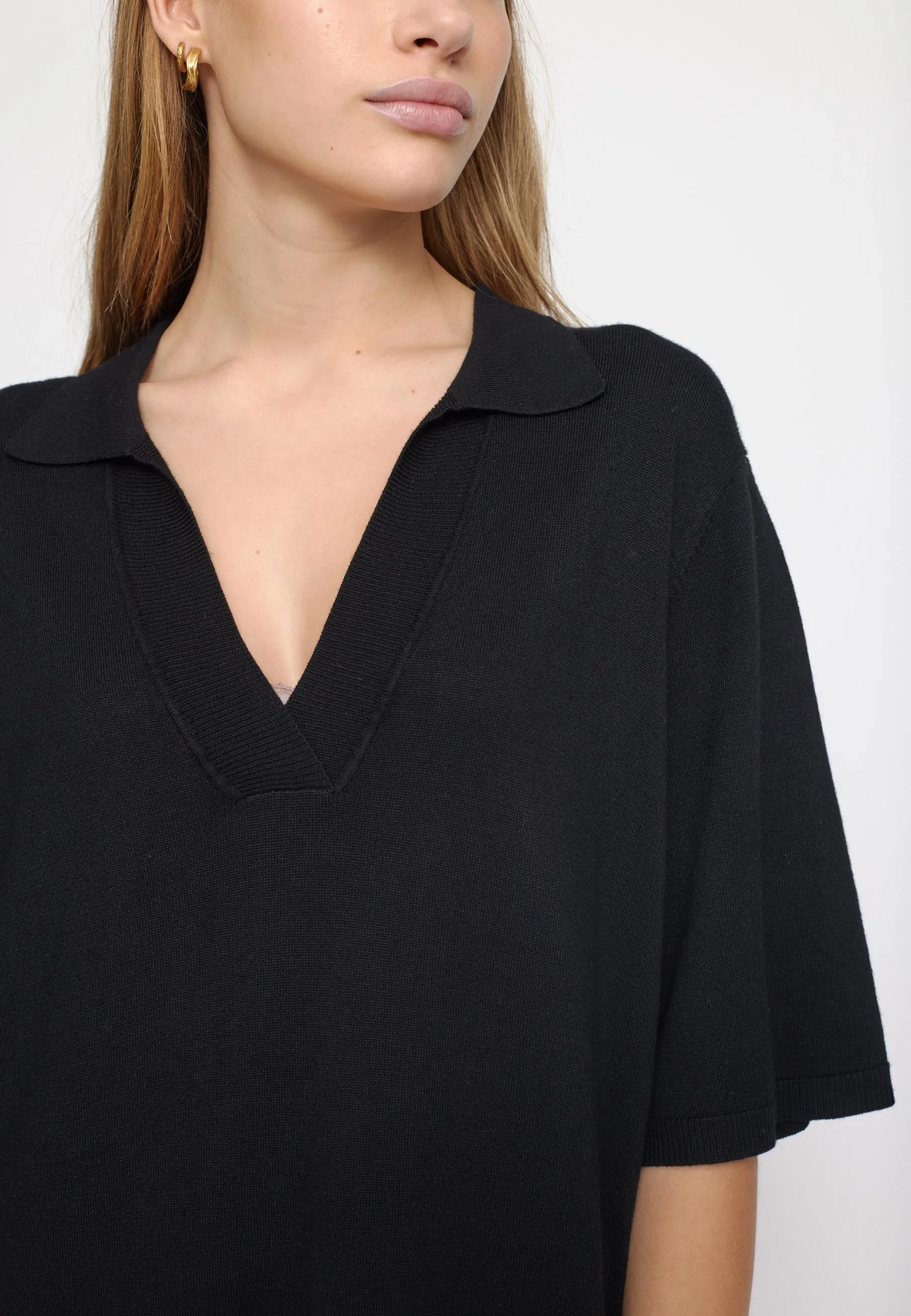 SRLea SS Polo Knit Dress - Black