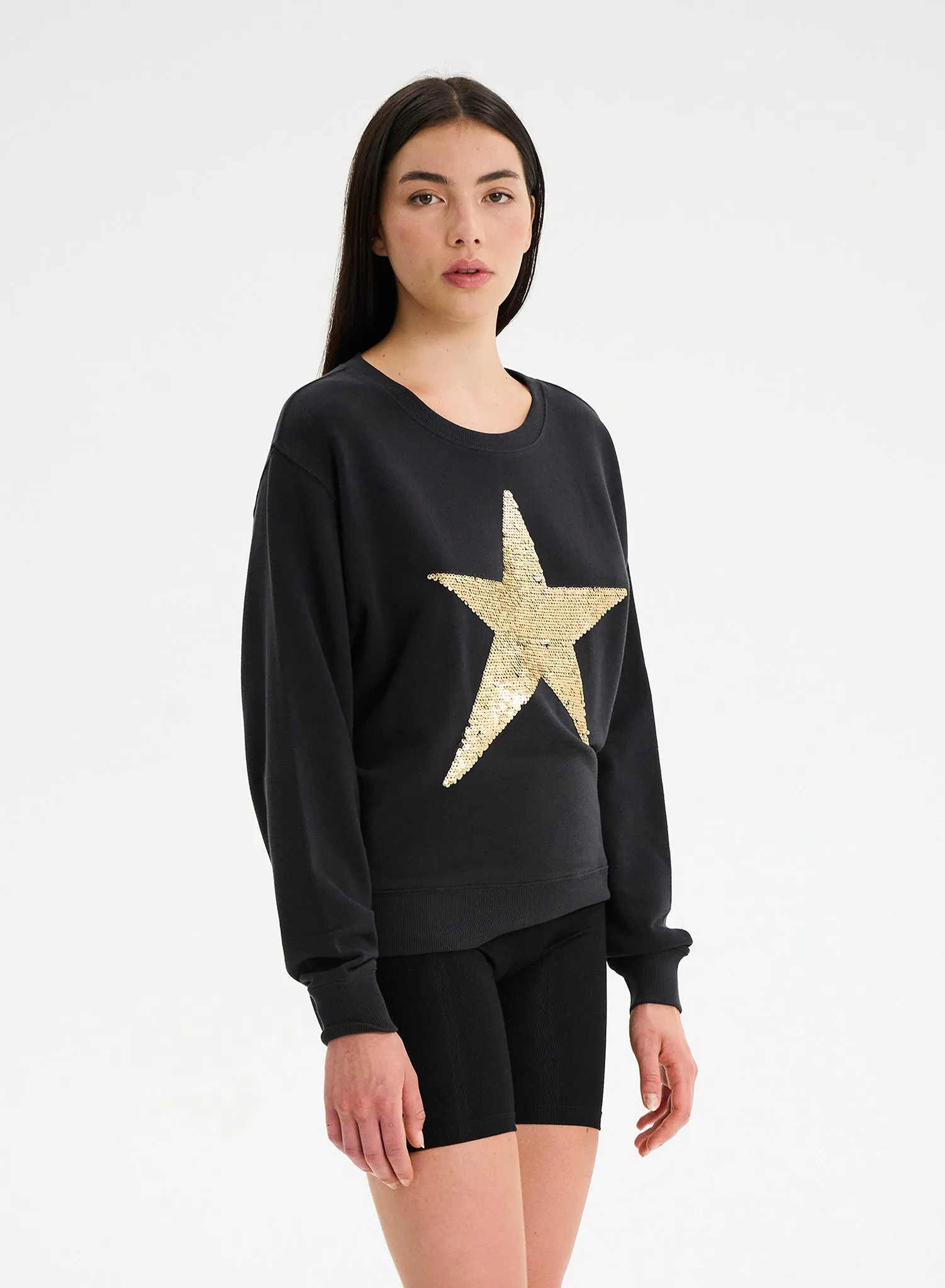 STAR SEQUIN DRIP - Crew Neck Sweatshirt