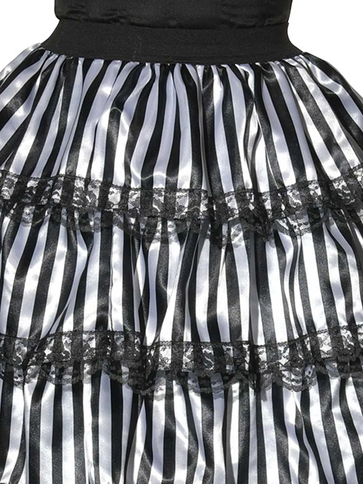 Striped Black & White Ruffle Skirt for Adults