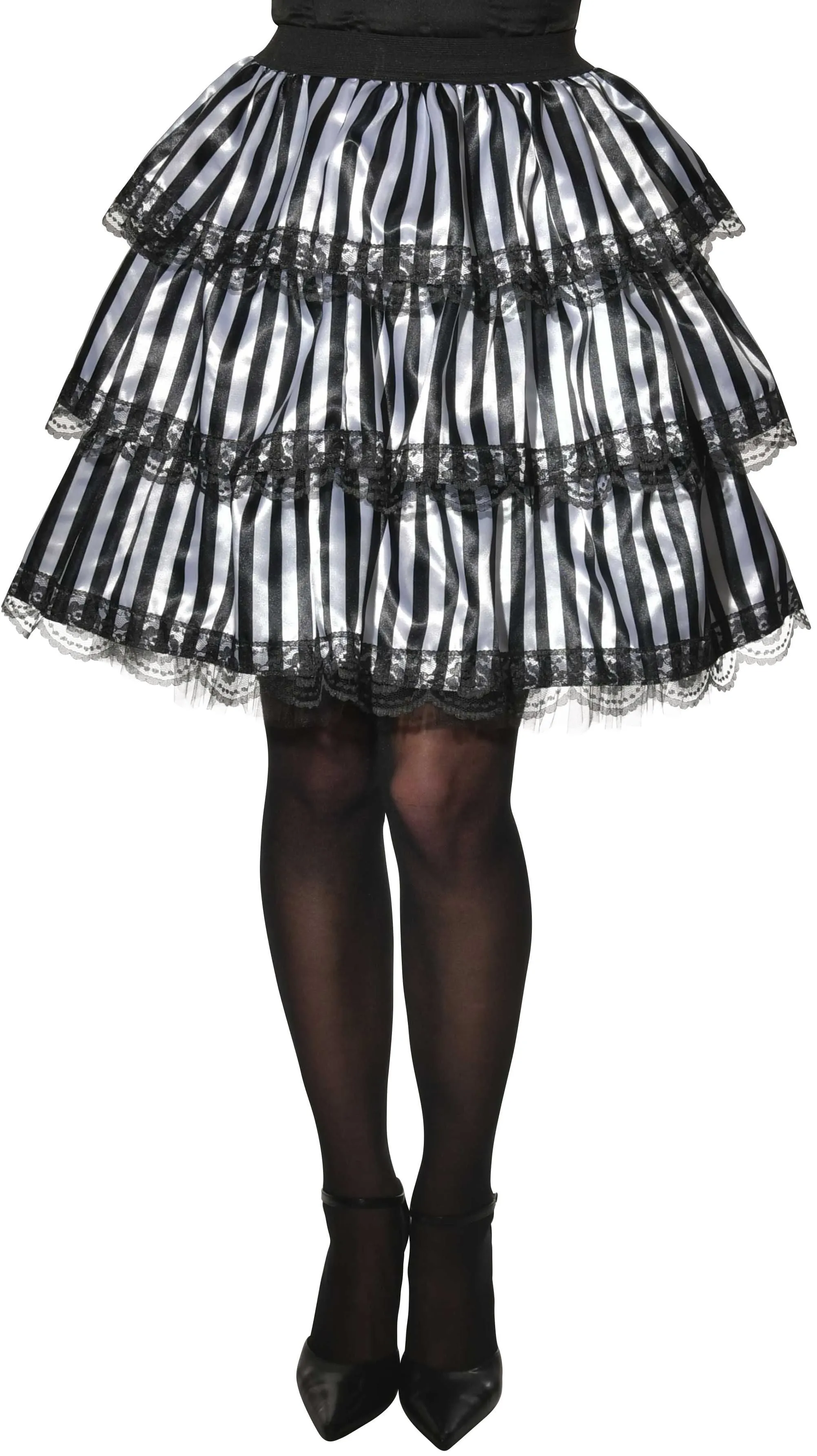 Striped Black & White Ruffle Skirt for Adults