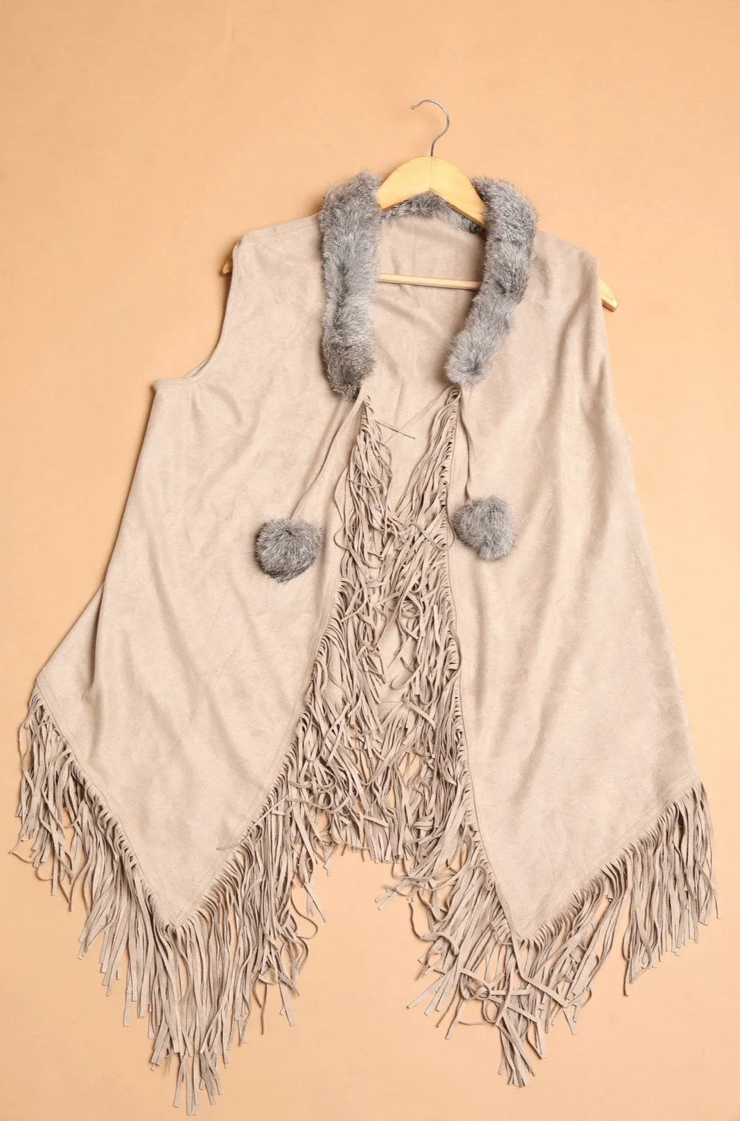 Suede Fringe Poncho