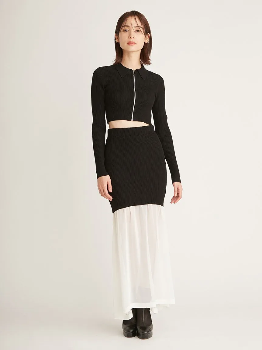 sustainable knit docking hem sheer skirt