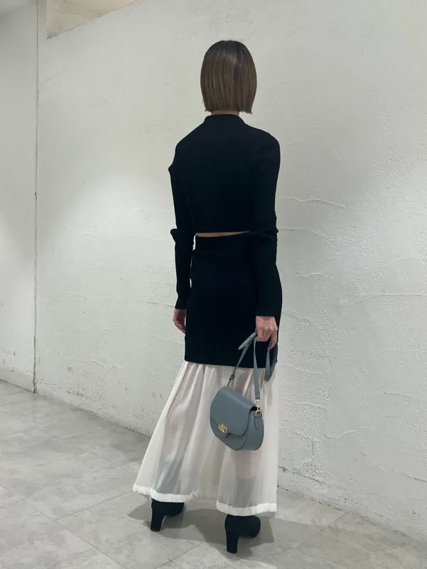 sustainable knit docking hem sheer skirt