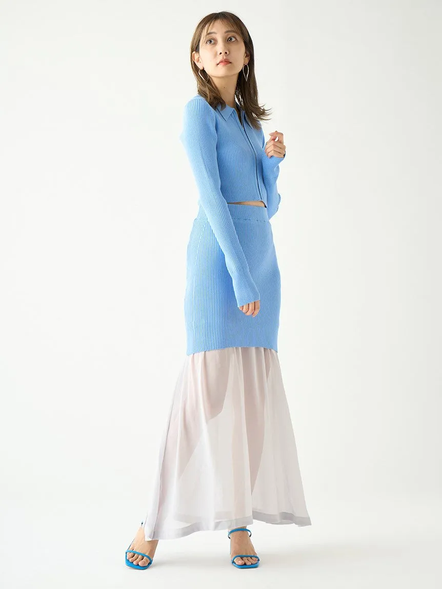 sustainable knit docking hem sheer skirt