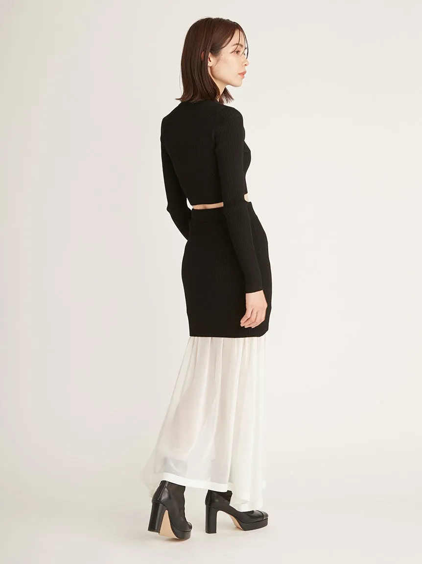sustainable knit docking hem sheer skirt