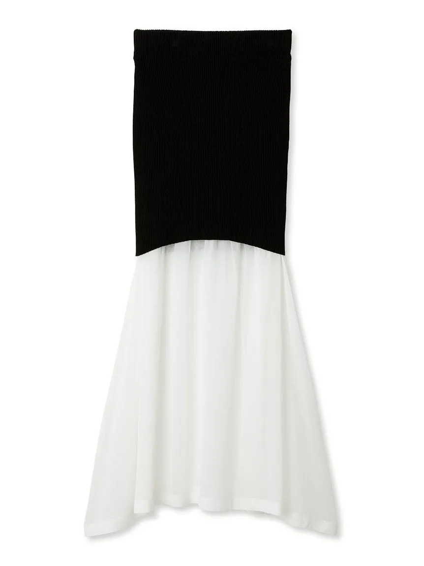 sustainable knit docking hem sheer skirt