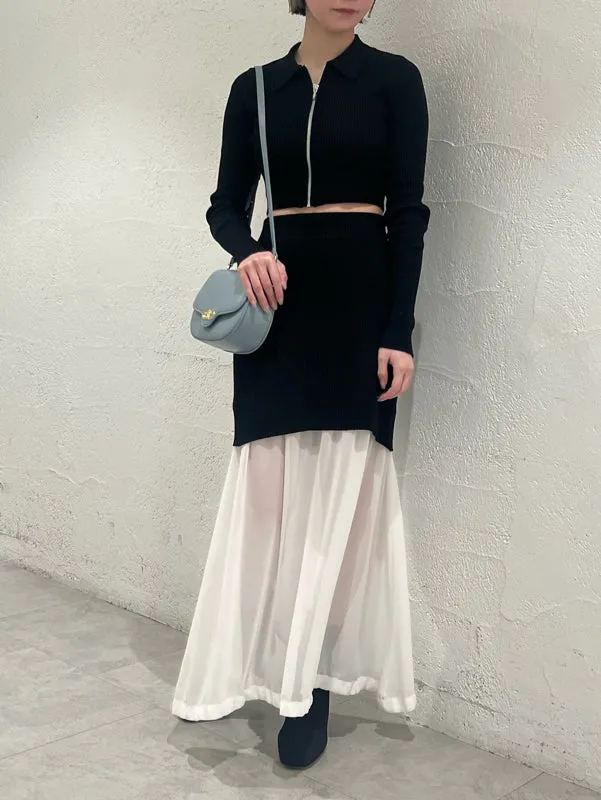 sustainable knit docking hem sheer skirt