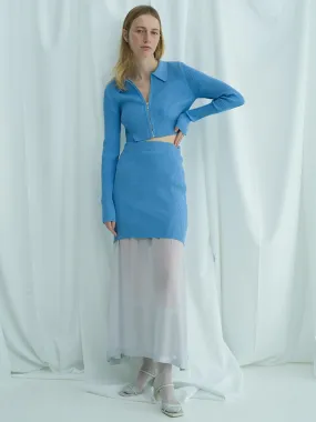 sustainable knit docking hem sheer skirt