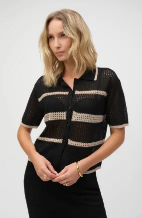 Sweater Knit Open Stitch Stripe Cover Up