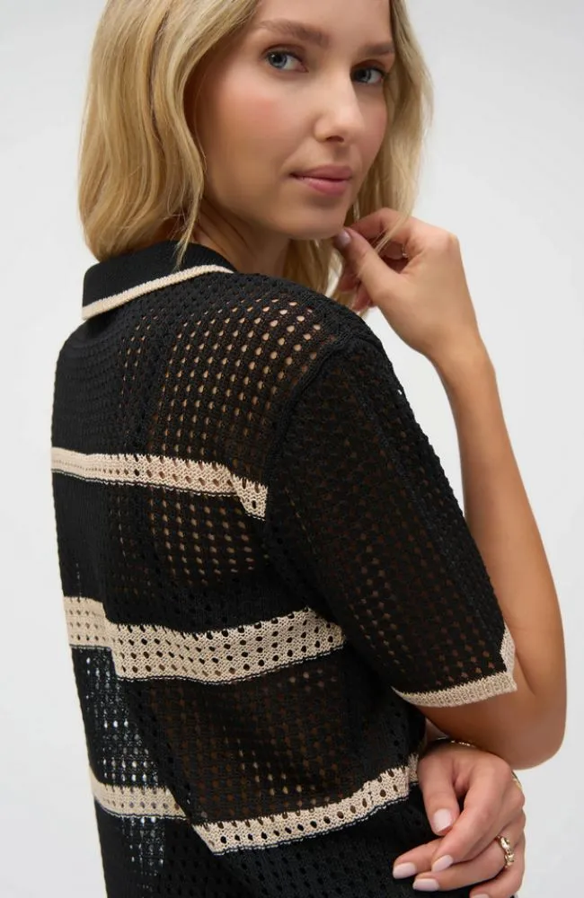 Sweater Knit Open Stitch Stripe Cover Up