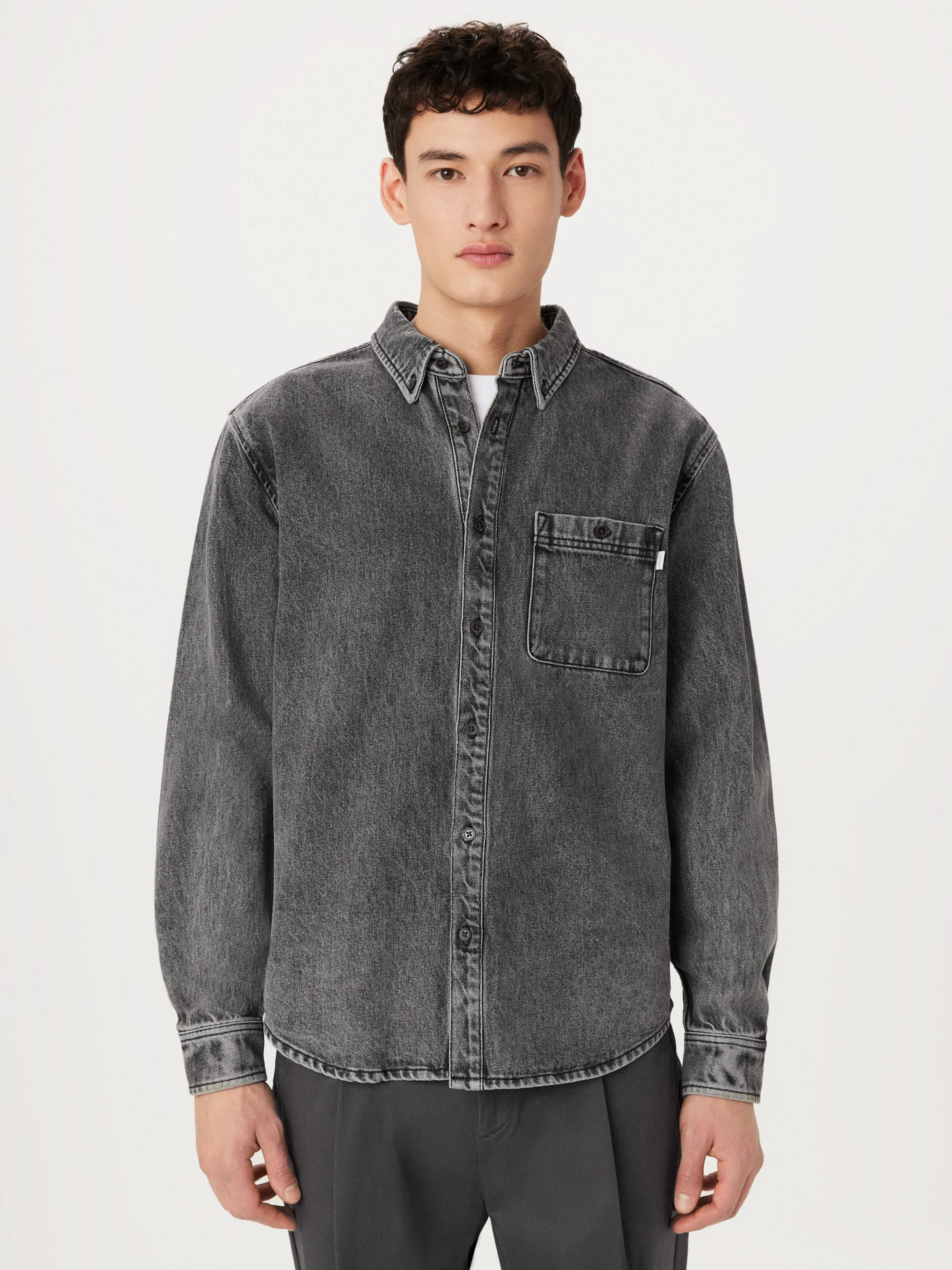 The Clark Twill Shirt in Vintage Grey