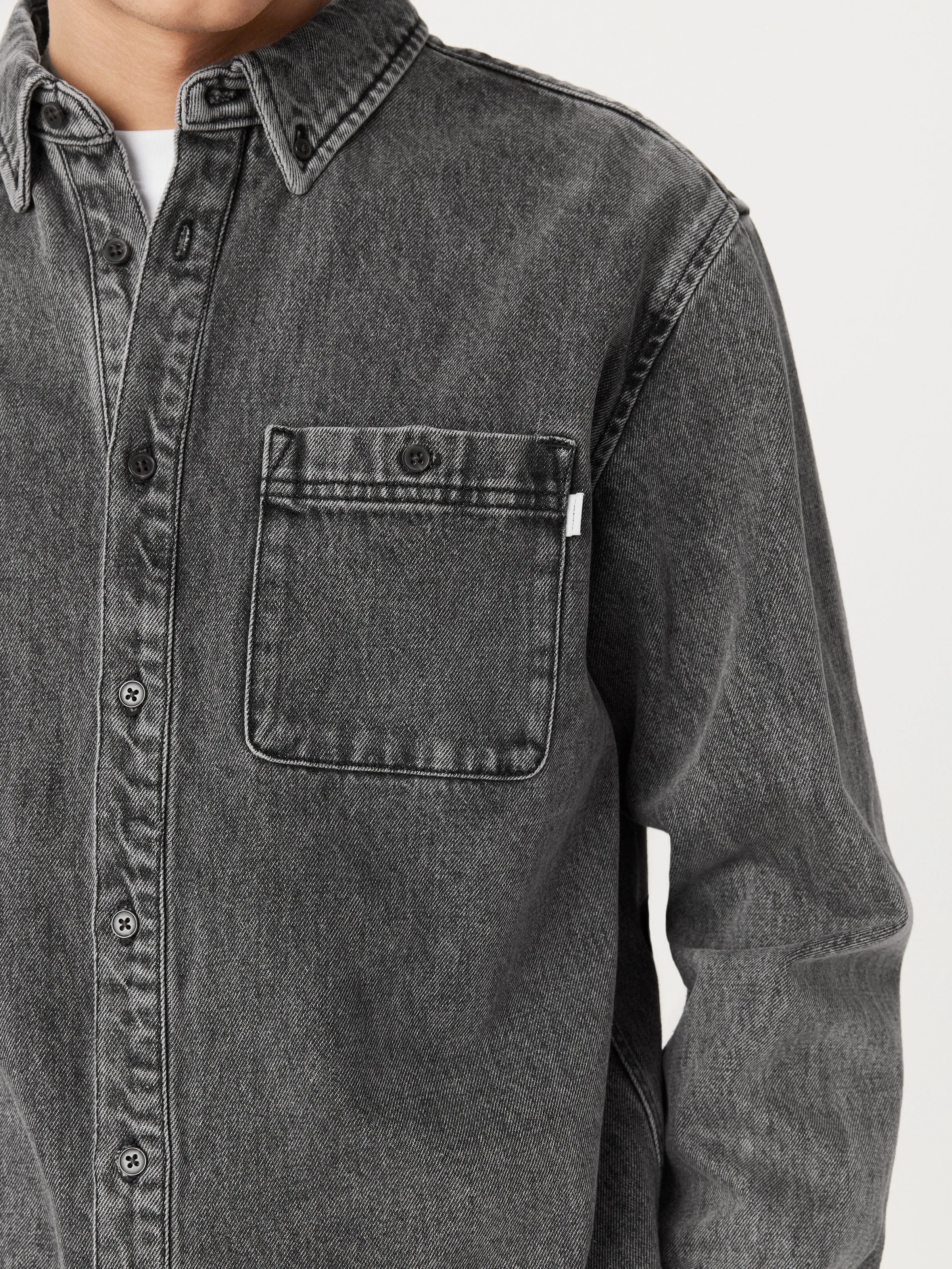 The Clark Twill Shirt in Vintage Grey