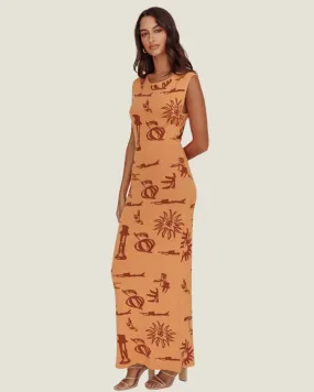 The St. Barth's: Knit Print Open Back Maxi Dress