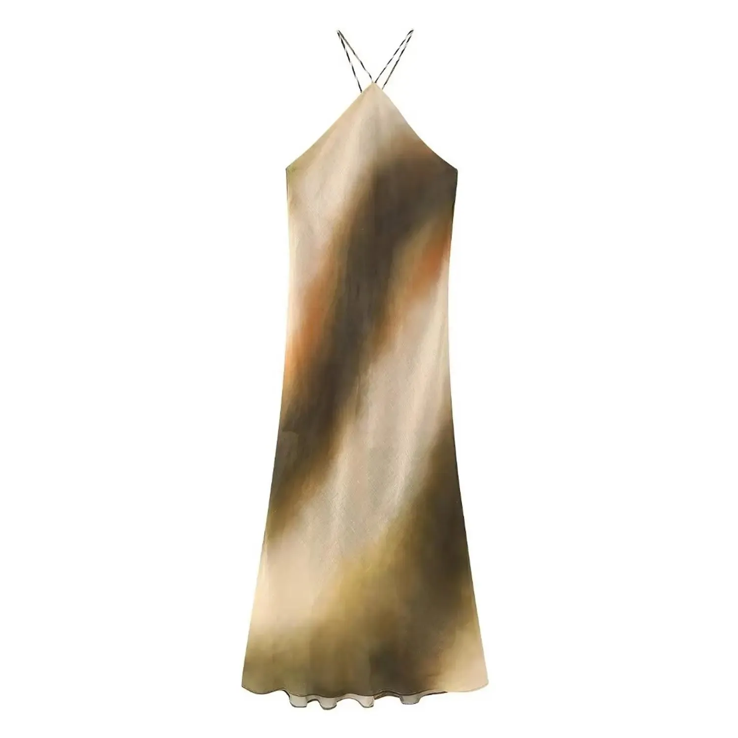 Tie Dye Hanging Neck Maxi Dress