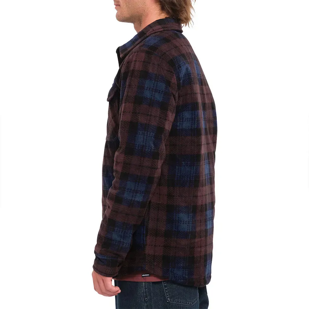Volcom Men's Bowered Fleece Long Sleeve Shirt - Merlot