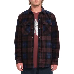 Volcom Men's Bowered Fleece Long Sleeve Shirt - Merlot