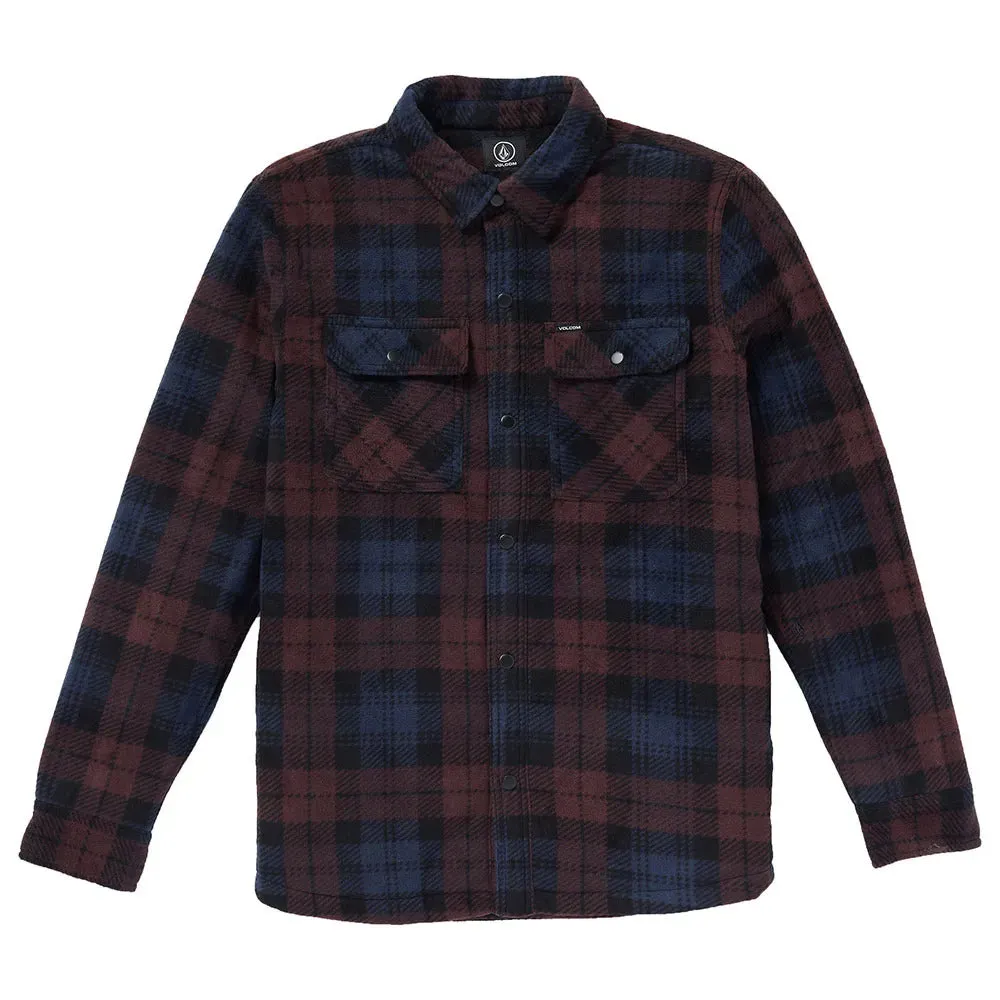 Volcom Men's Bowered Fleece Long Sleeve Shirt - Merlot
