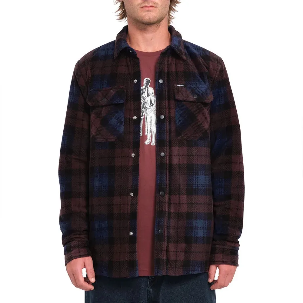 Volcom Men's Bowered Fleece Long Sleeve Shirt - Merlot