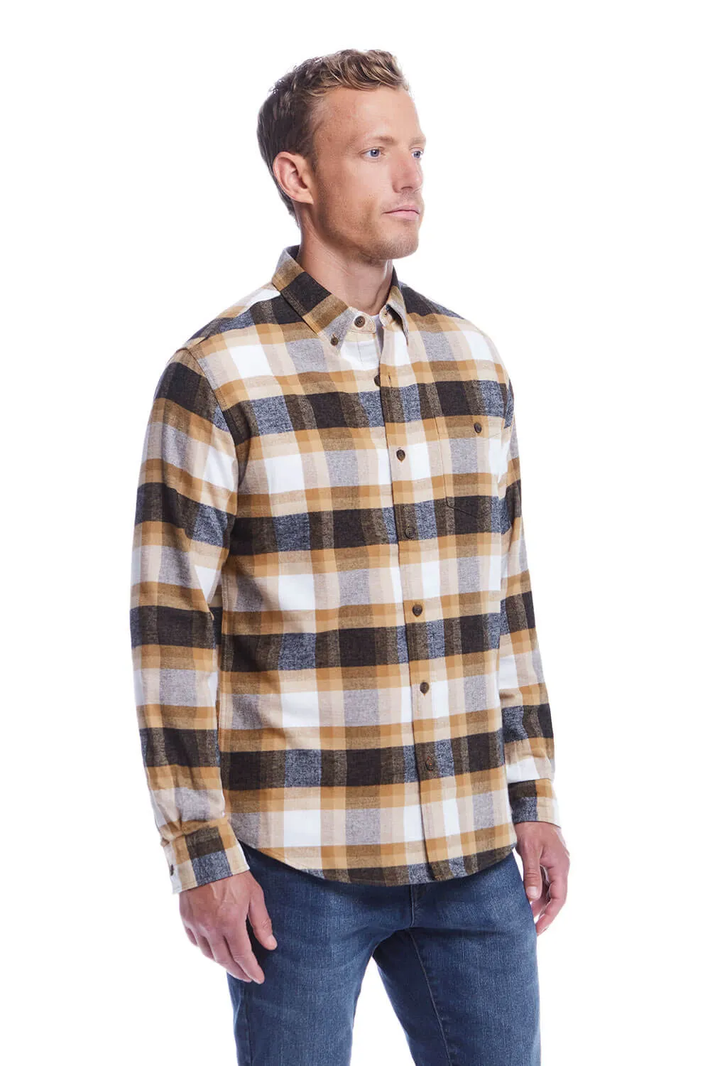 Weatherproof Vintage Brushed Flannel Shirt for Men in Antelope | F2485572GK-ANTELOPE