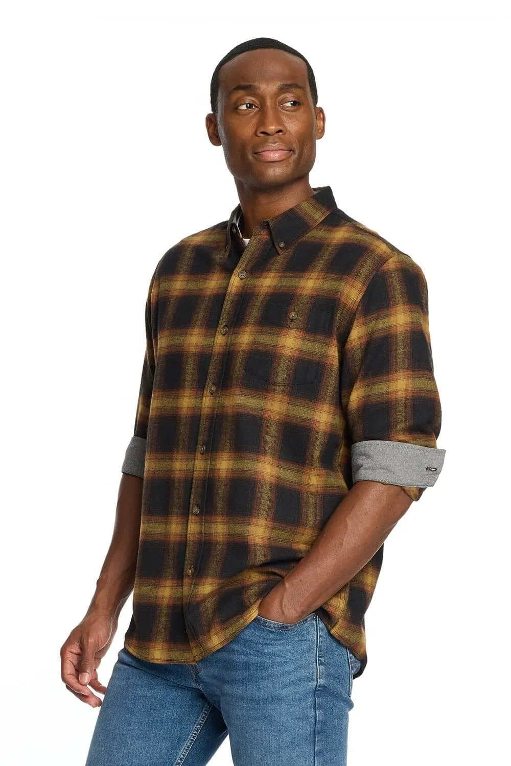 Weatherproof Vintage Brushed Flannel Shirt for Men in Inca Gold | F2485572GK-INCAGOLD