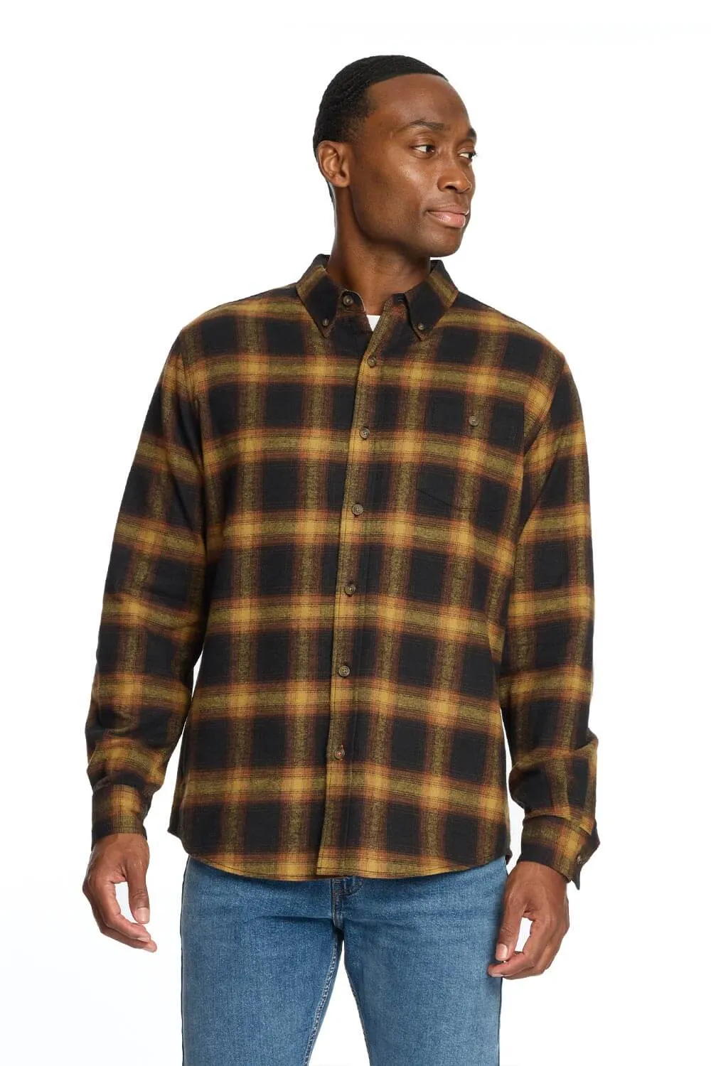 Weatherproof Vintage Brushed Flannel Shirt for Men in Inca Gold | F2485572GK-INCAGOLD