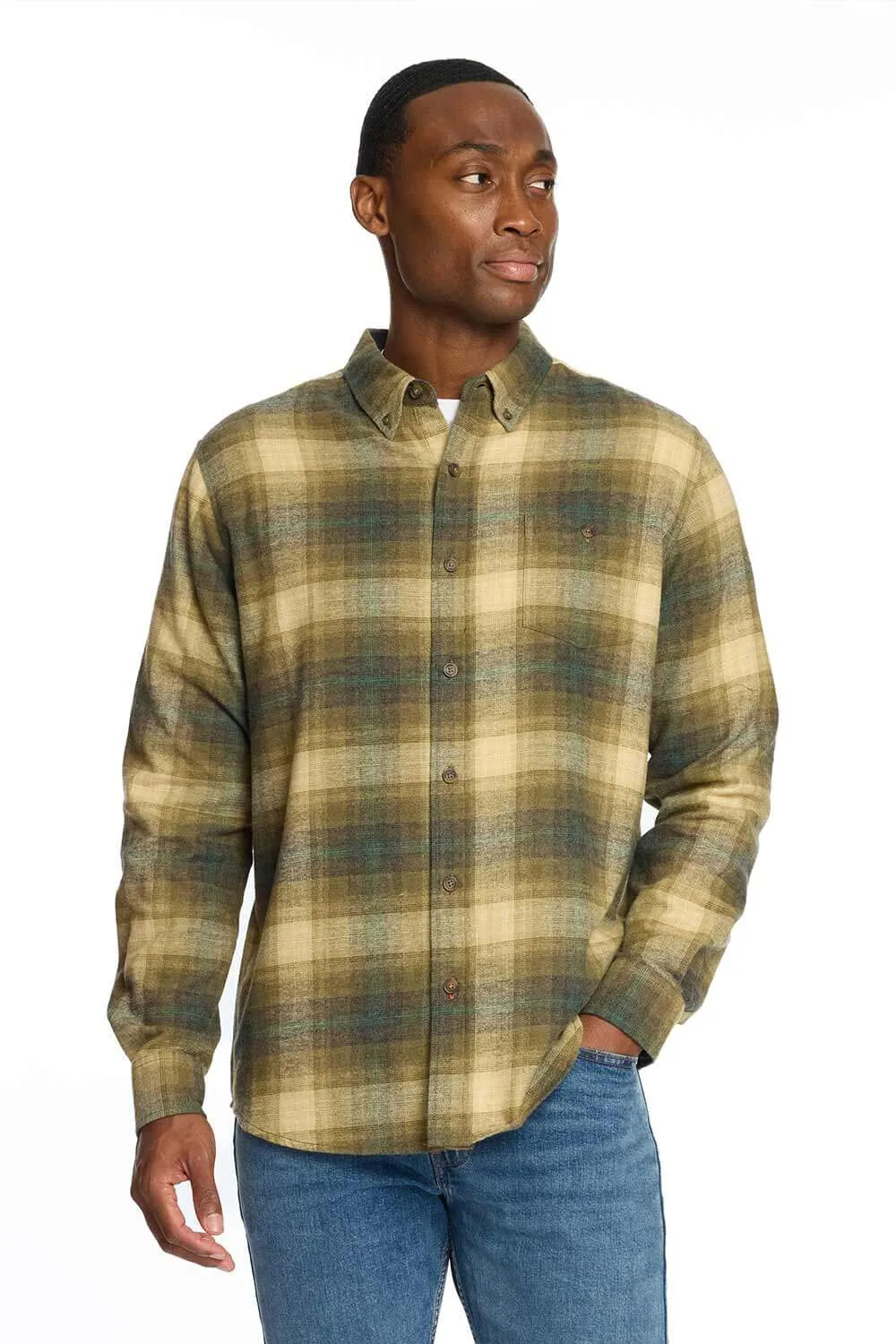 Weatherproof Vintage Brushed Flannel Shirt for Men in Kelp Desert | F2485572GK-KELPFOREST