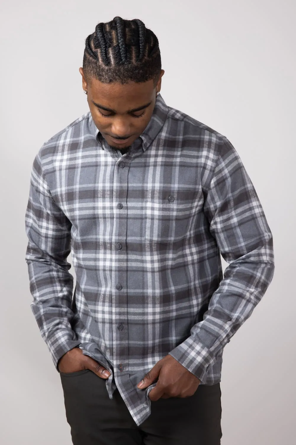 Weatherproof Vintage Brushed Flannel Shirt for Men in Sleet | F2485572GK-SLEET
