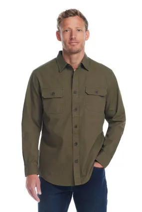 Weatherproof Vintage Slub Canvas Work Shirt for Men in Dark Olive | F2485638GK-DK OLIVE