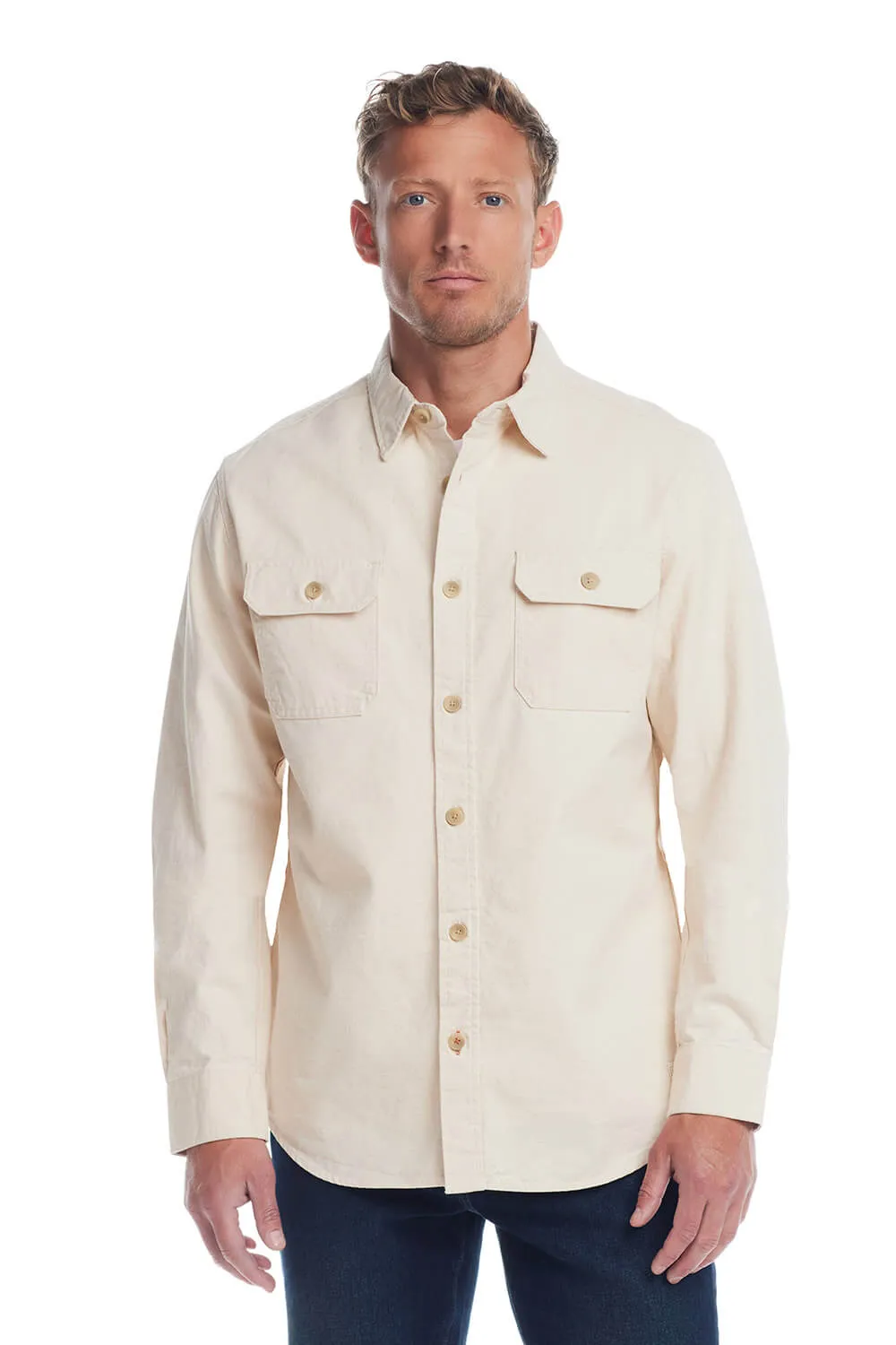 Weatherproof Vintage Slub Canvas Work Shirt for Men in Oatmeal | F2485638GK-OATMEAL