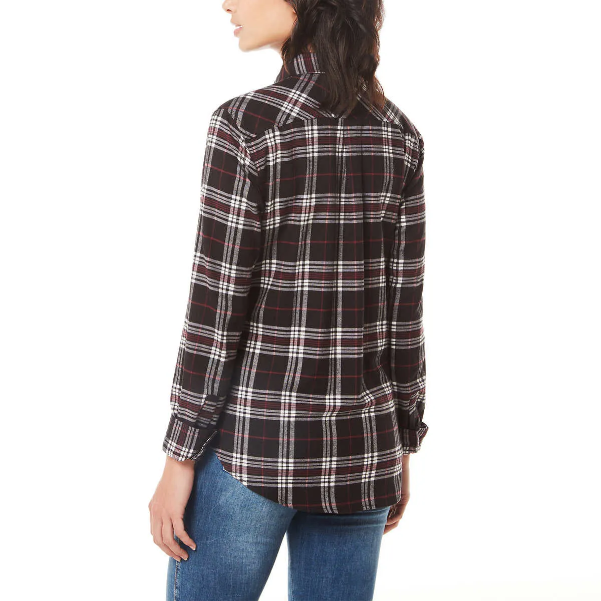 Weatherproof Vintage Women's Stretch Plaid Flannel Button Front Shirt